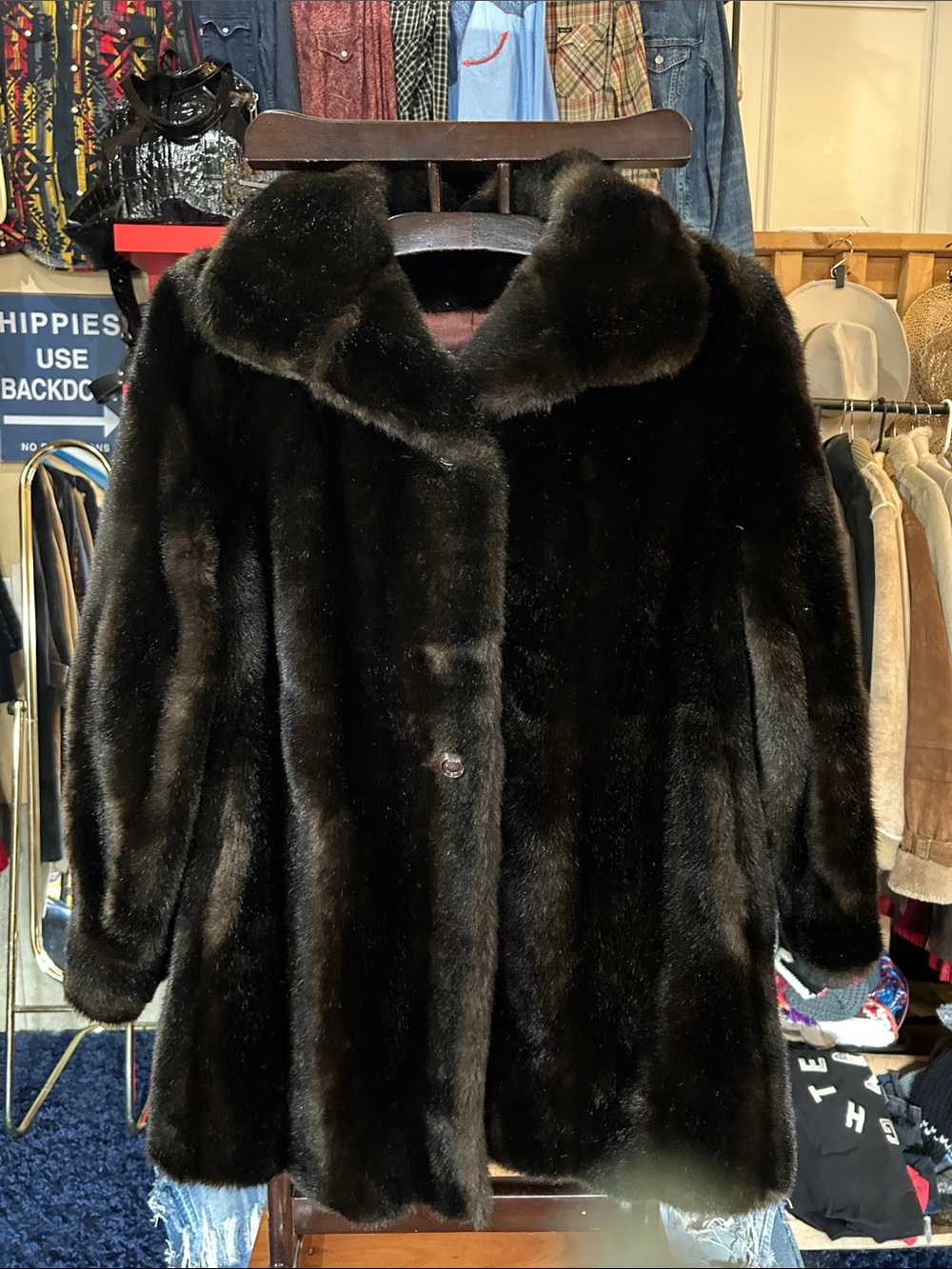 Classic Women's Dark Brown Faux Fur Coat - Elegant Winter Jacket